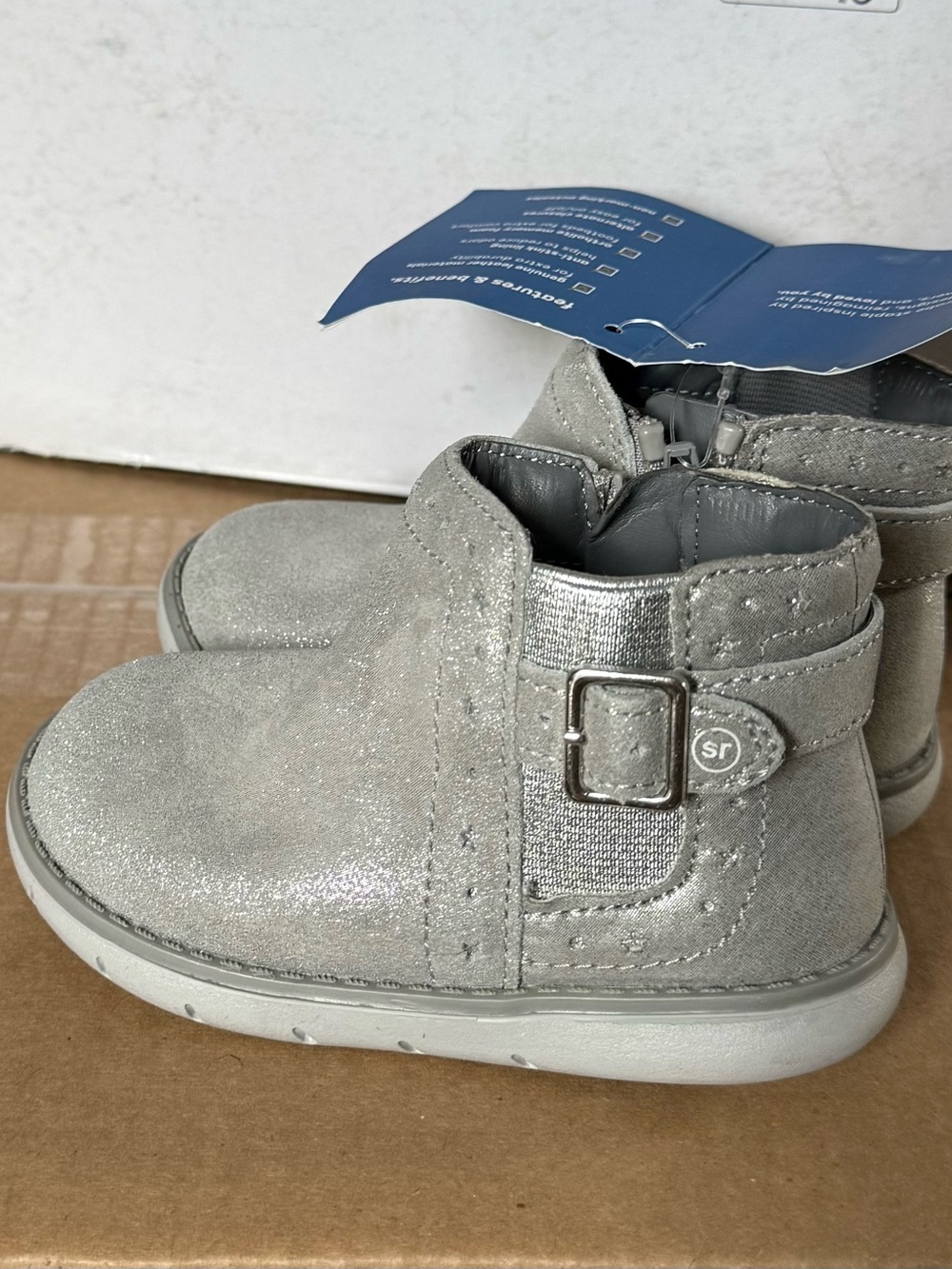 Stride Rite Girls Silver Glitter Ankle Boots